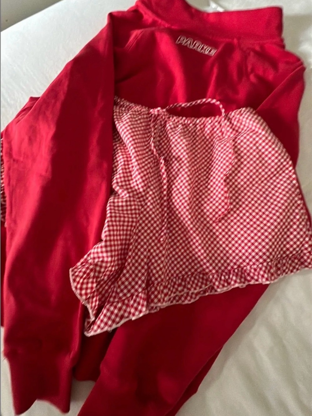 Women's Red Ruffle-Paneled Pullover Hoodie - Picture 2 of 2